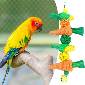 Полезна играчка за папагал Лесна инсталация Играчка за дъвчене на папагал със звънче, смилане на зъби с форма на царевица Птица Папагал Висяща играчка за дъвчене