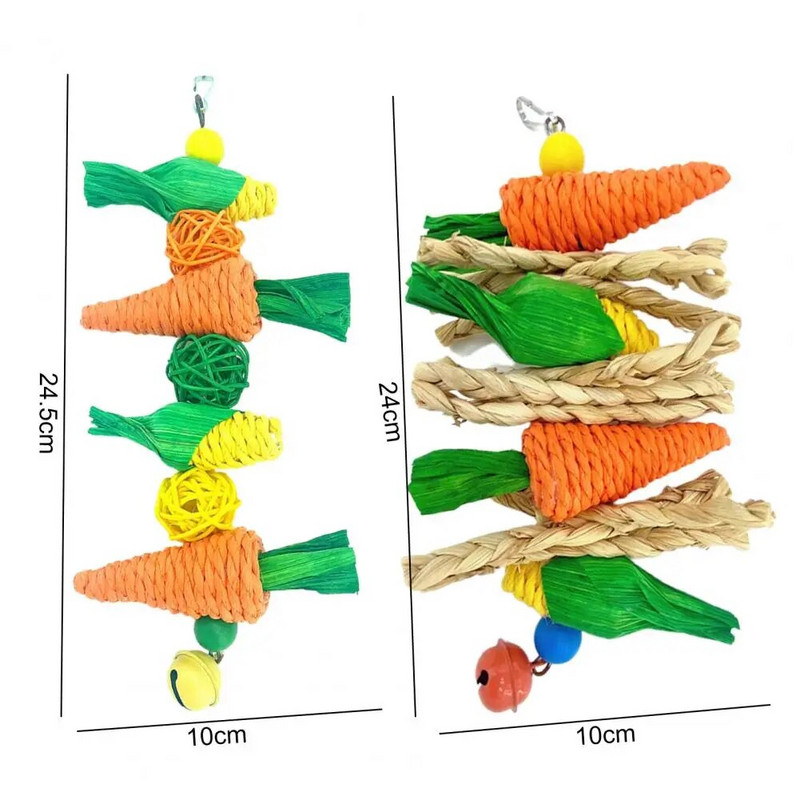 Hasznos papagájjáték Könnyen felszerelhető papagáj rágójáték csengőfogakkal csiszoló kukorica alakú madár papagáj akasztós rágójáték