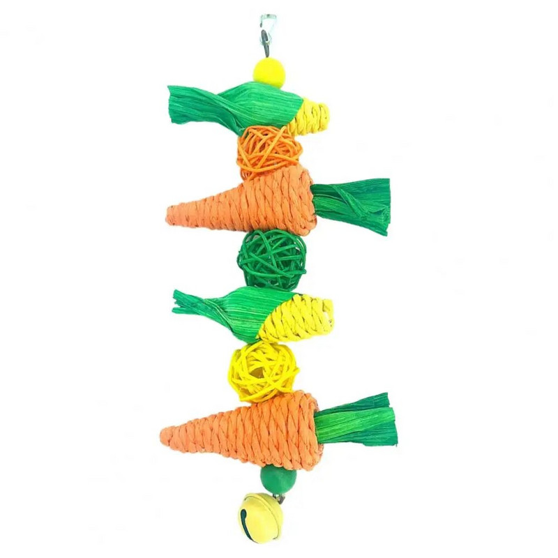 Hasznos papagájjáték Könnyen felszerelhető papagáj rágójáték csengőfogakkal csiszoló kukorica alakú madár papagáj akasztós rágójáték