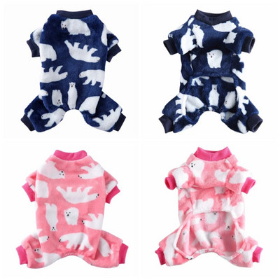 Small Dog Pajamas Soft Onesie for Boys Girls Pet Thermal Winter Comfy Pjs Fleece Puppy Jumpsuit Cat Clothes Soft Velvet Pet Coat