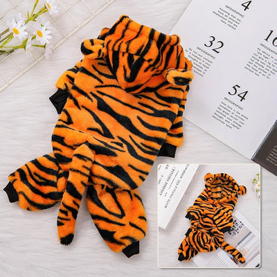 Small Dog Clothes Tiger Cos Four Legged Autumn Winter Clothe Teddy Cat Corky Small Dog Puppy Pet Disguise Winter Kawaii Clothes
