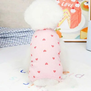 Szívmintás kisállat kutya ruhák kutya pizsama jumpsuit pizsama pulóver kapucnis mellény Onesie overál kis kutyáknak Yorkshire terrier