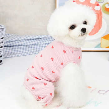 Σχέδιο καρδιάς Ρούχα για σκύλους κατοικίδιων ζώων Πιτζάμες για σκύλους Πιτζάμες πουλόβερ Γιλέκο με κουκούλα Onesie φόρμες για μικρά σκυλιά Yorkshire Terrier
