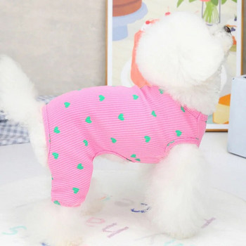 Σχέδιο καρδιάς Ρούχα για σκύλους κατοικίδιων ζώων Πιτζάμες για σκύλους Πιτζάμες πουλόβερ Γιλέκο με κουκούλα Onesie φόρμες για μικρά σκυλιά Yorkshire Terrier