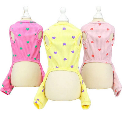 Heart Pattern Pet Dog Clothes Dog Pajamas Jumpsuit Pyjamas Pullover Hoodie Vest Onesie Overalls For Small Dogs Yorkshire Terrier