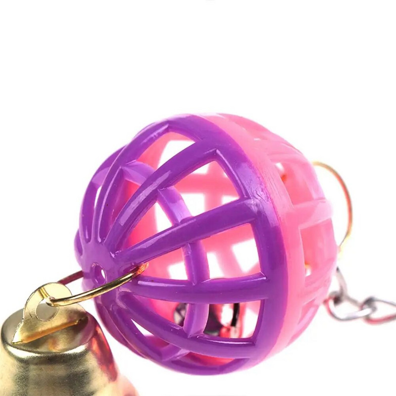 Plastikiniai rutuliniai varpeliai paukščių žaislai Spalvingi naminių papūgų sūpynės žaislai Afrikos pilka papūgėlė papūgėlė, meiliojo paukščio narvelio papūgos žaislas