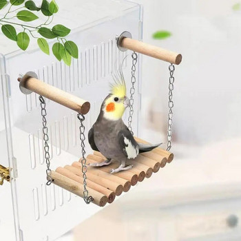 Parrot Perch Swing Φυσικό ξύλο Πέρνκες πουλιών για Conures Κούνιες για μικρά πουλιά Play Stand Bird Toys Αξεσουάρ κλουβιού