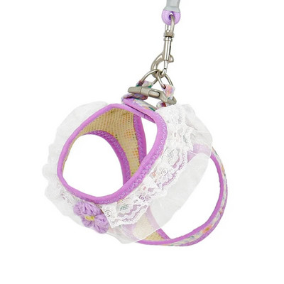 Liemenės naminių gyvūnėlių pakinktai spausdinti gėlėmis nėriniai šunų katės lauko vaikščiojimo reikmenys krūtinės dirželio sekimo pavadėlis mažam ir vidutiniam šuniukui