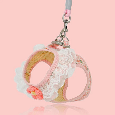 Liemenės naminių gyvūnėlių pakinktai spausdinti gėlėmis nėriniai šunų katės lauko vaikščiojimo reikmenys krūtinės dirželio sekimo pavadėlis mažam ir vidutiniam šuniukui