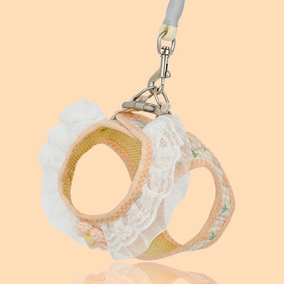 Liemenės naminių gyvūnėlių pakinktai spausdinti gėlėmis nėriniai šunų katės lauko vaikščiojimo reikmenys krūtinės dirželio sekimo pavadėlis mažam ir vidutiniam šuniukui