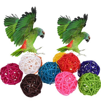 10 бр Parrot Chewing Toy Ball Primary Color Sepak Takraw Pet Bird Training Интерактивна играчка Bird Cage Decoration Bird Supplies