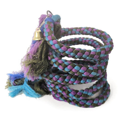 Purple Blue Bird Swing Висящи папагалски спираловидни играчки с въже със звънчета Дъвчеща връв Играчки за люлка на папагал