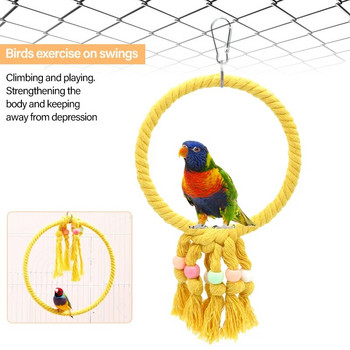 Pet Parrot Birds Κλουβί Παιχνίδι Παπαγάλος Βαμβακερό σχοινί Δαχτυλίδι Δαχτυλίδι Βάση μασήματος μπουκιά κρεμαστή κούνια αναρρίχησης Παίξτε παιχνίδια