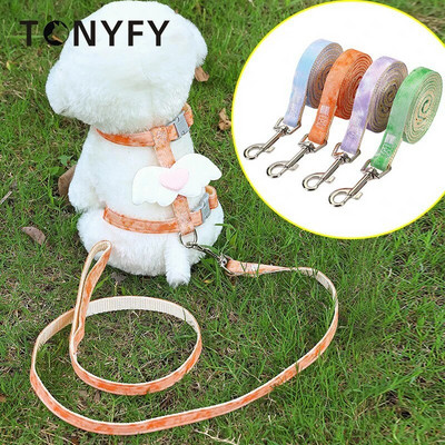 I-shaped Cute Wing Dog Harness Tracking Leash Set Gradient Color Cat Walking Supplies Outdoor Anti Break Free Quick Release