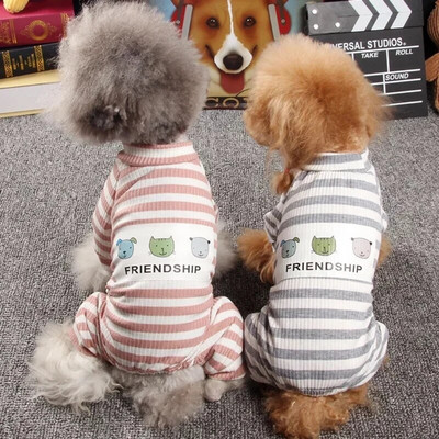 Πιτζάμα Ριγέ Σκύλος Γάτα Ρούχα Βαμβακερή φόρμα για κατοικίδια για μικρά σκυλιά Chihuahua Pug Maltese Γιορκσάιρ φόρμες μασκότ για κουτάβια