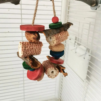 Птици Висящи играчки за дъвчене Естествен царевичен кочан Луфа Комплект Аксесоари за окачване на клетка за големи средни малки папагали Играчки за ухапване на птици