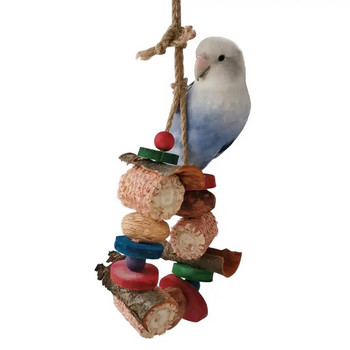 Птици Висящи играчки за дъвчене Естествен царевичен кочан Луфа Комплект Аксесоари за окачване на клетка за големи средни малки папагали Играчки за ухапване на птици