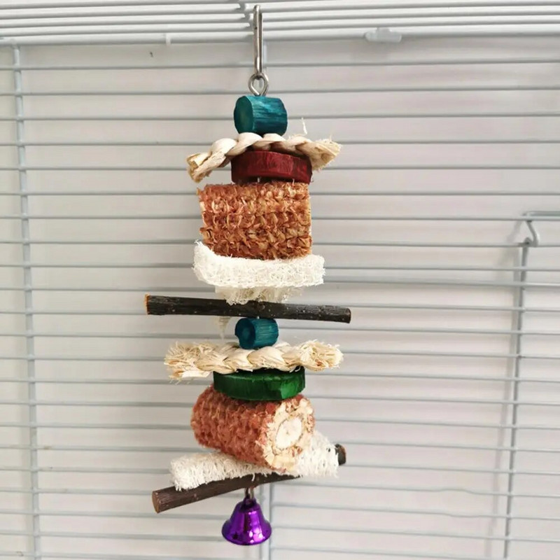 Paukščių kabantys kramtomieji žaislai Natūralūs kukurūzų burbuolių luifų rinkiniai Pakabinami narvelio priedai, skirti dideliems, vidutiniams mažiems papūgoms, paukščiams įkandamiems žaislams