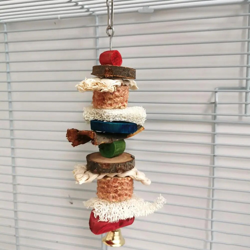 Paukščių kabantys kramtomieji žaislai Natūralūs kukurūzų burbuolių luifų rinkiniai Pakabinami narvelio priedai, skirti dideliems, vidutiniams mažiems papūgoms, paukščiams įkandamiems žaislams