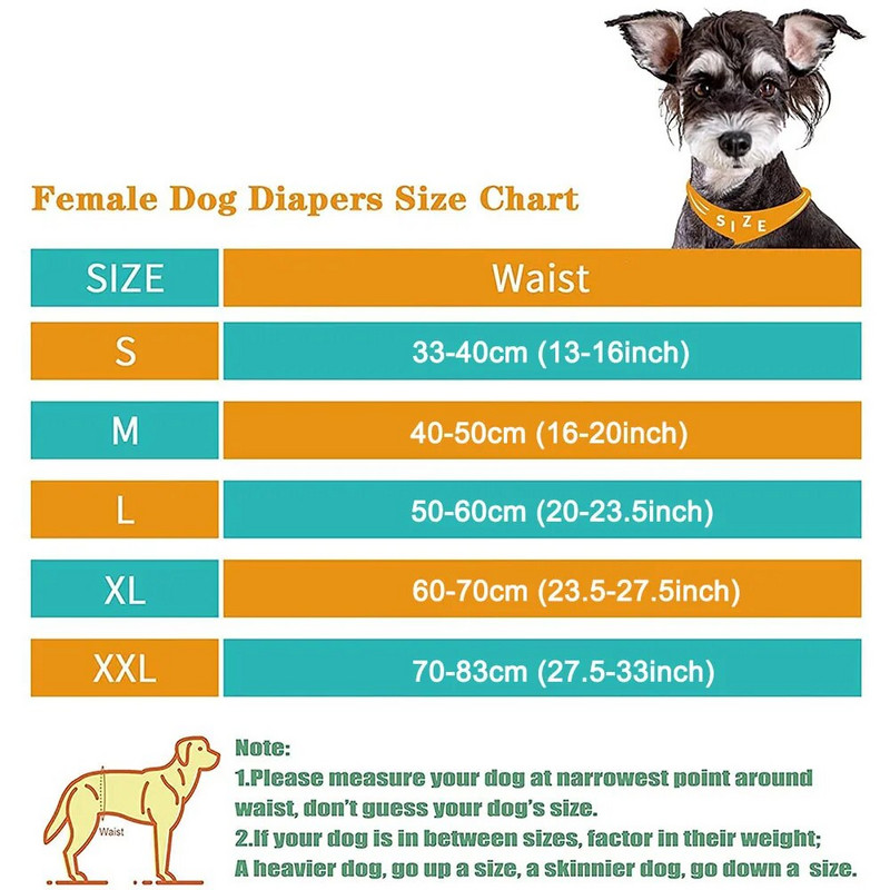 Scutece lavabile pentru femeie Scutece pentru animale de companie pentru câini mici, mijlocii mari, scutece reutilizabile pentru câini, chiloți foarte absorbanți pentru căldură pentru câini