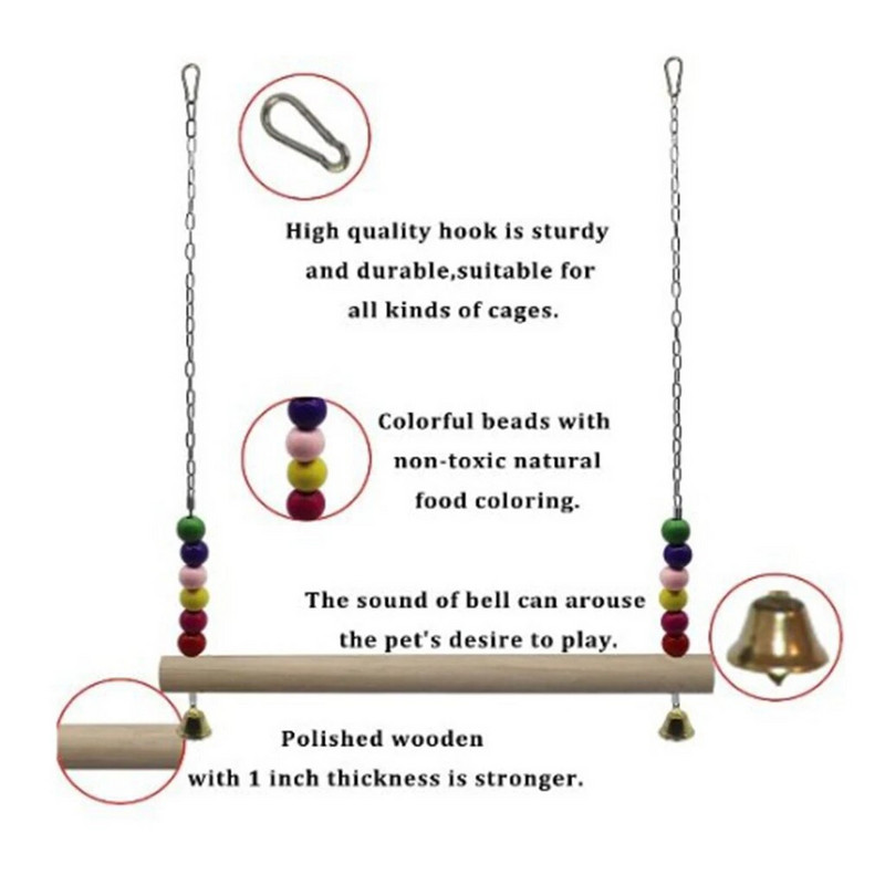 Vištienos siūbavimo paukščiai, kąsnantys žaislai, paukščiai, papūgos, ešerys dideliems paukščiams, vištienos ešeriai, sūpynės tiltas, tvirtas medinis rankų darbo stovas