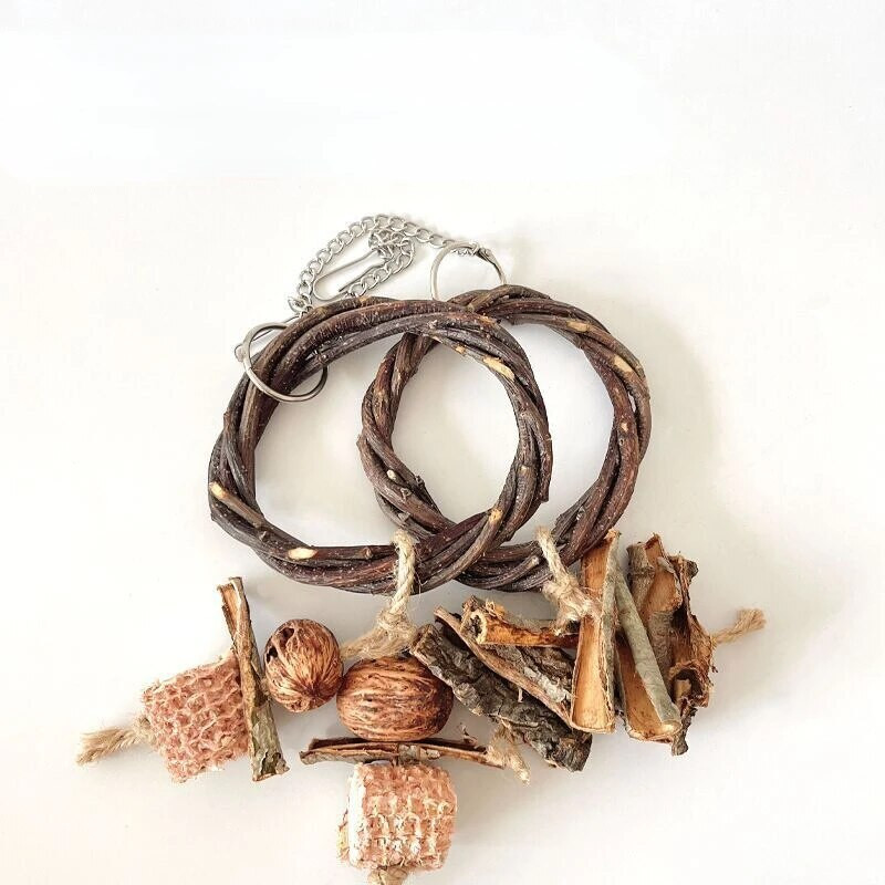 Kisállat madarak játékok Papagáj hinta gyűrűk harapós lógó játék Madárketrec Kiegészítők Dekorációk Természetes fa gyűrűk Madarak kellékek