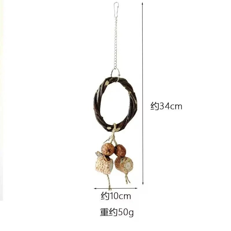 Kisállat madarak játékok Papagáj hinta gyűrűk harapós lógó játék Madárketrec Kiegészítők Dekorációk Természetes fa gyűrűk Madarak kellékek