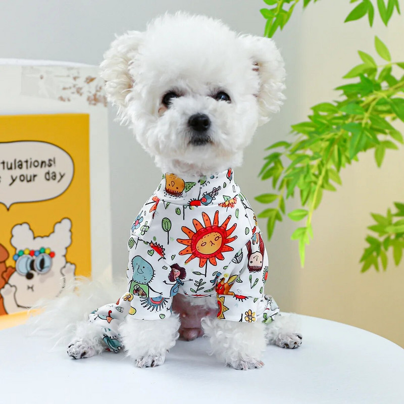 Ολόσωμη φόρμα σκύλου 4 ποδιών PJS κάλυμμα για τριχόπτωση, κατάλληλο για μικρό μεσαίο κουτάβι Πιτζάμες σκύλου Pjs Stretchable