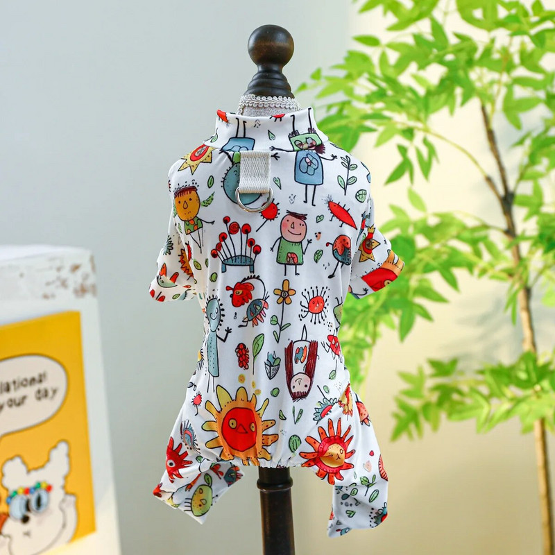 Ολόσωμη φόρμα σκύλου 4 ποδιών PJS κάλυμμα για τριχόπτωση, κατάλληλο για μικρό μεσαίο κουτάβι Πιτζάμες σκύλου Pjs Stretchable