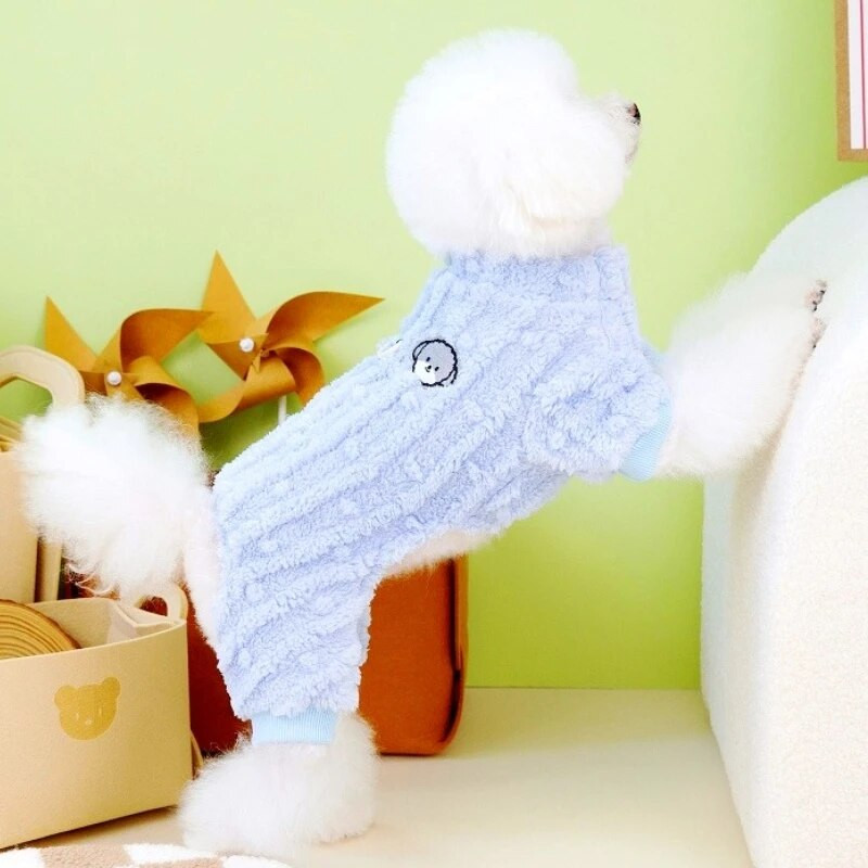 Salopetă pentru câini din lână de iarnă Salopetă pentru câini din lână de corali Pijama drăguță pentru cățeluș Salopetă moale pentru pisici Ținute pentru animale de companie Costum de buldog francez