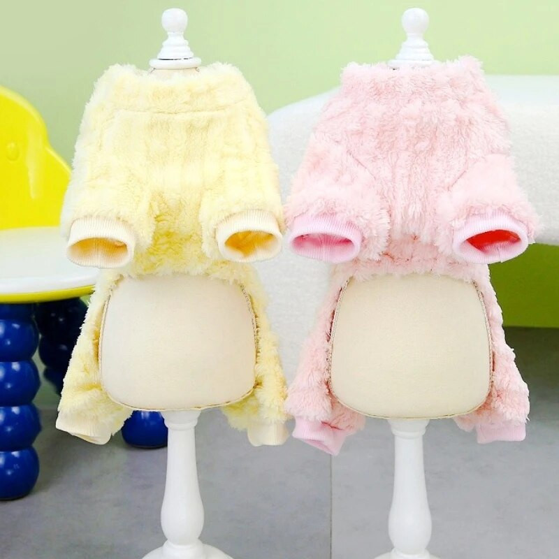 Salopetă pentru câini din lână de iarnă Salopetă pentru câini din lână de corali Pijama drăguță pentru cățeluș Salopetă moale pentru pisici Ținute pentru animale de companie Costum de buldog francez