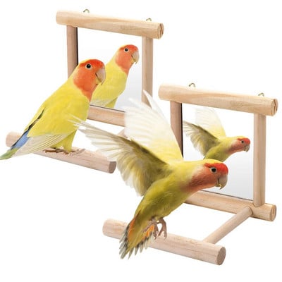 Ptičje ogledalo s drvenim grgečem Interaktivna viseća igračka Igra za Papiga Budgie Papiga Papiga Cocker Conure Finch Budgie Bird Supplies