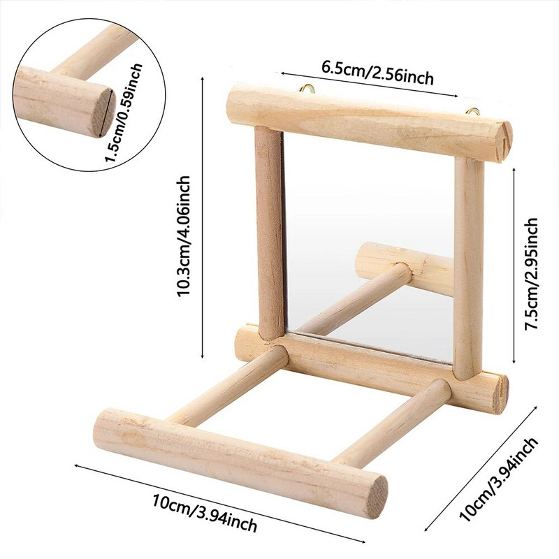 Linnupeegel puidust ahvenaga interaktiivne rippuv mänguasjamäng papagoi viirpapagoi kokker Conure Finch viirpapagoi lindude tarvikutele