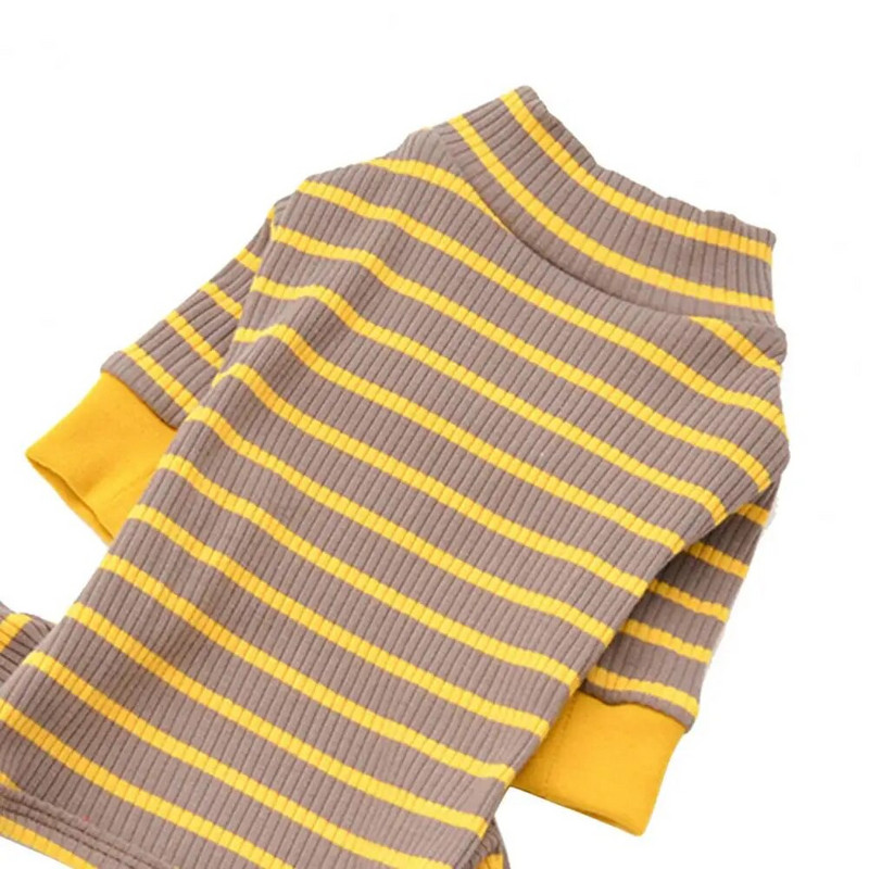 Koerte kombinesoonid triibulise mustriga kontrastses värvitoonis Lemmiklooma püksiriie O kaela kangas Liibuv kassipoegade koerte pidžaamakostüüm talveks