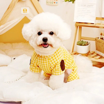 Μόδα Kawaii Pet Καρό Ολόσωμη φόρμα για σκύλους Βαμβακερά ζεστά ρούχα για σκύλους Χαριτωμένα μαλακά κουτάβια πιτζάμες χειμωνιάτικες φόρμες για γάτες Ρούχα για κατοικίδια Τσιουάουα