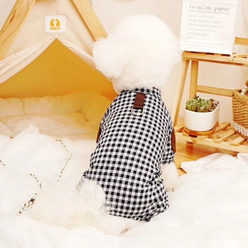Mood Kawaii lemmikloomade ruuduline koerte kombinesoon Puuvillane soojad koerariided armsad pehmed kutsikate pidžaamad talvekasside kombinesoonid lemmikloomade chihuahua riided