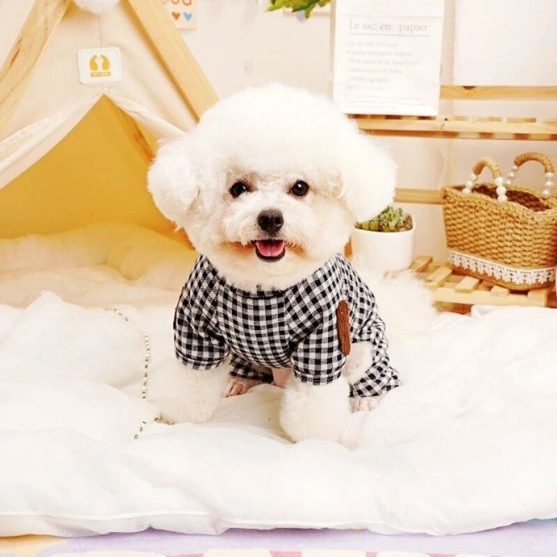 Mood Kawaii lemmikloomade ruuduline koerte kombinesoon Puuvillane soojad koerariided armsad pehmed kutsikate pidžaamad talvekasside kombinesoonid lemmikloomade chihuahua riided