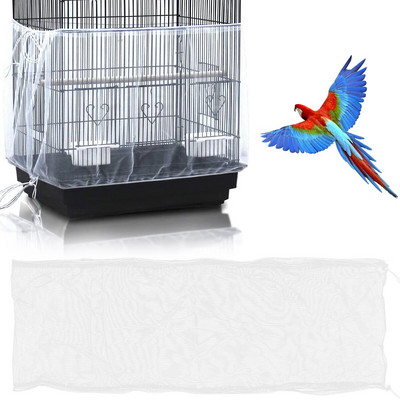 Universalus paukščių narvelio apvalkalo sijonas tinklelis Parrot nailono tinklelio apsauginis tinklelis Erdvus narvelio tinklas, tamprus sijonas apvaliems kvadratiniams narvams