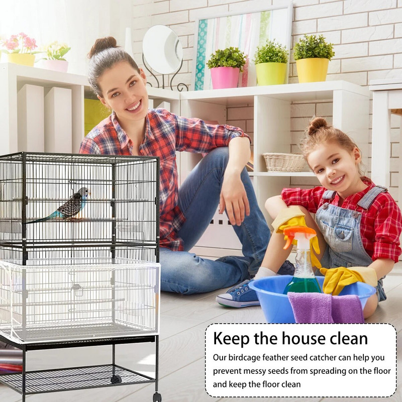 Univerzalna navlaka za kavez za ptice Shell Skirt Net Parrot Najlonska mreža zaštitna mreža Prozračna mreža za kavez Rastezljiva suknja za okrugle kvadratne kaveze