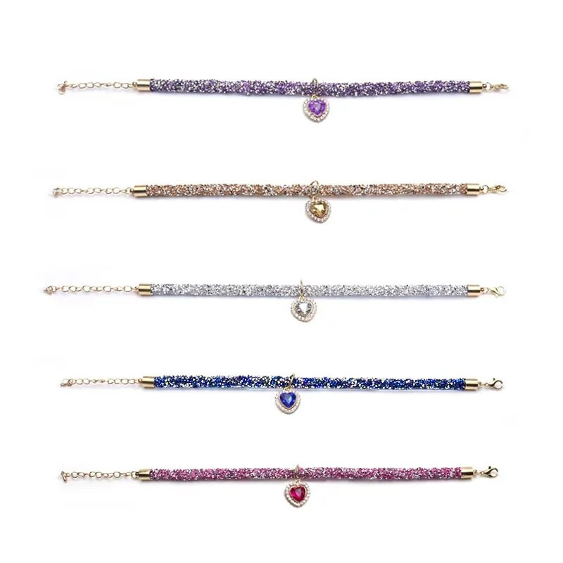 Guler de lux pentru pisici din cristal strălucitor cu pandantiv cu pietre prețioase inimă, colier cu stras reflectorizant pentru pisici, accesorii pentru cățeluși