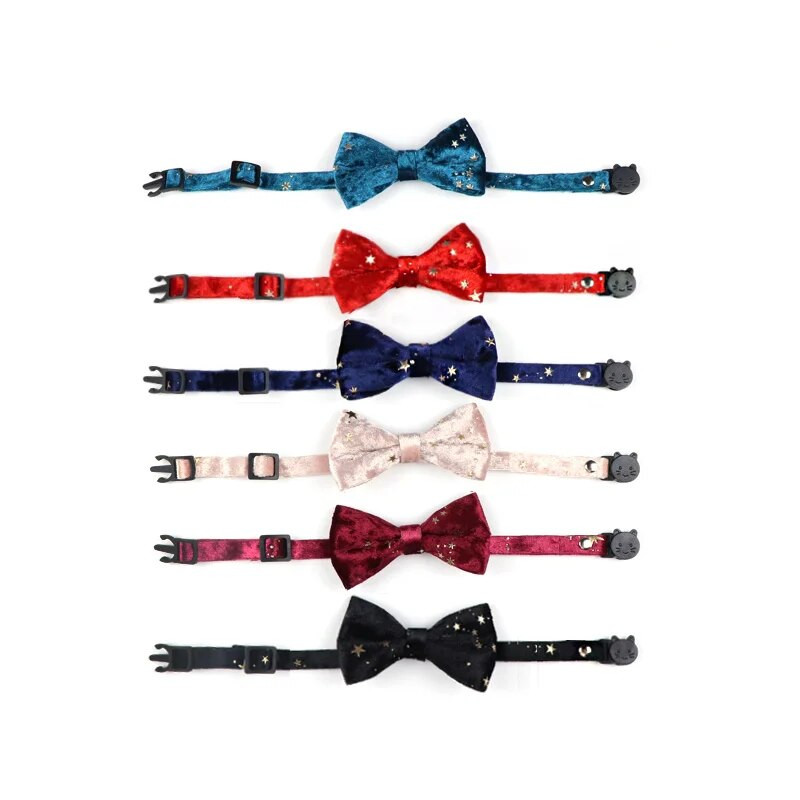 Aksominė katės apykaklė Reguliuojama saugos sagtis kačiuko peteliškės mielas peteliškės šuniukas Čihuahua karoliai naminių gyvūnėlių priedai