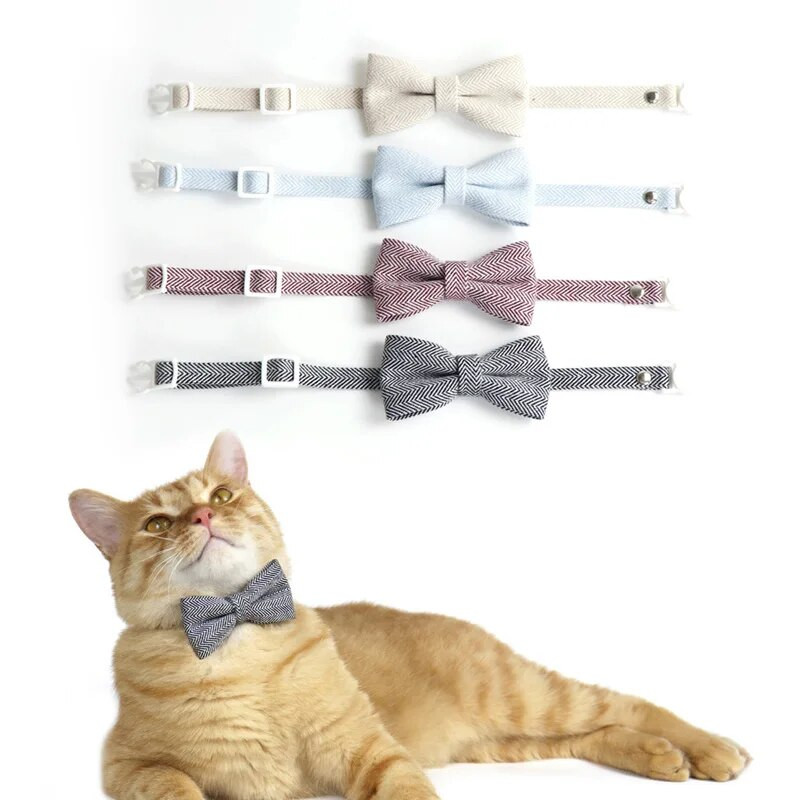 Χαριτωμένο περιλαίμιο γάτας με παπιγιόν αποσχισμένο κολιέ γρήγορης αποδέσμευσης Αξεσουάρ κατοικίδιων ζώων Ρυθμιζόμενα κολάρα με πόρπη ασφαλείας για γάτες κουτάβι