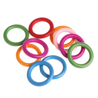 10 vnt./maišelis Mediniai žiedai Papūgos žaislai Priedai Spalvoti atsitiktinių spalvų DIY Ornament Drop Ship