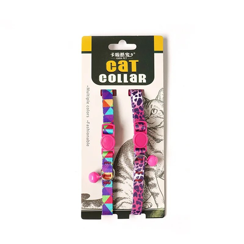 2 vnt katės antkaklis, reguliuojamas saugos naminių gyvūnėlių antkaklio gėlė, atspausdinta su varpelio žiedu, skirta kačių šuniuko mažo šuns priedai