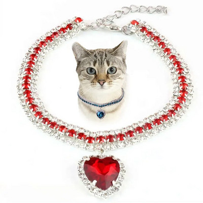 Luksuslik teemant lemmiklooma kaelarihm kassi kaelakee armas armastusripats koera kassi kaelarihm lemmiklooma aksessuaarid kutsikatele Bling Crystal Kitty kaelakee
