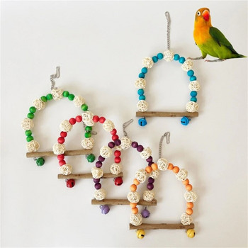 Bird Climbing Wood Perch Parrots Κλουβί Παιχνίδι Κούνια Κρεμαστό μασώμενο παιχνίδι G5AB