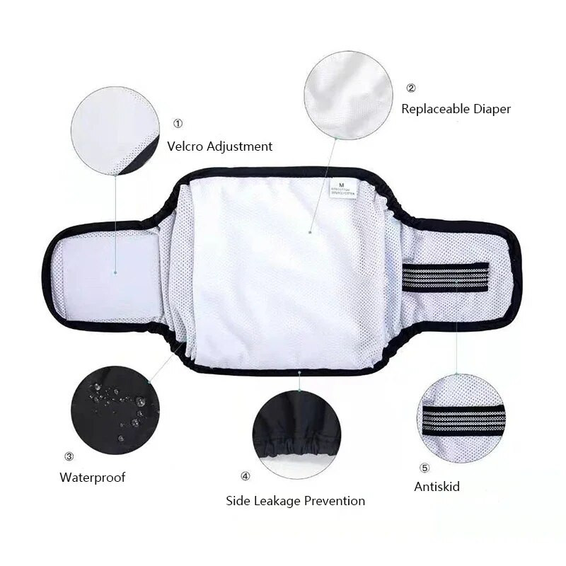 Mājdzīvnieku suņu aksesuāri kucēnam Mājdzīvnieku tēviņš suns fizioloģiskas bikses sanitārās augstas kvalitātes apakšveļa vēdera josla kokvilnas autiņš XS-XL