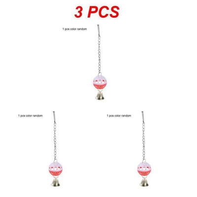 1/3 vnt. Paukščių papūgos žaislas Spalvoti paukščių siūbavimo žaislai su varpeliu kabančiu žaisliuku, skirtu papūgėlėms.