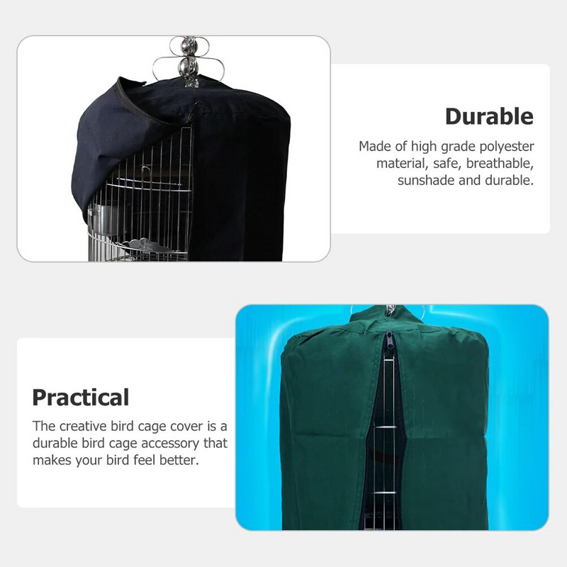 Salopetă rotundă pentru cușcă pentru păsări Huse de protecție pentru colivie pentru păsări Blocare luminii din poliester de noapte