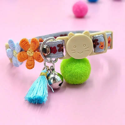 Mielas naminių gyvūnėlių antkaklis, reguliuojami kačių antkakliai su gėlių kutais, saugos sagtis, kad katės antkaklis nepamestų, reikmenys naminiams gyvūnėliams